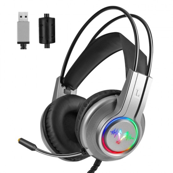 WH H200 Gaming Headset 7.1 Virtual Surround Sound 50mm Unit RGB dynamic breathing Light Headphone Omni-directional Microphone