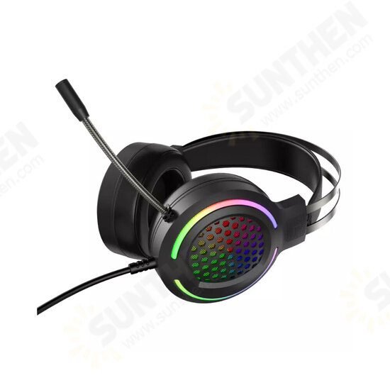 WH H500 Gaming Headset 7.1 Virtual Surround Sound 50mm Unit RGB dynamic breathing Light Headphone Omni-directional Microphone