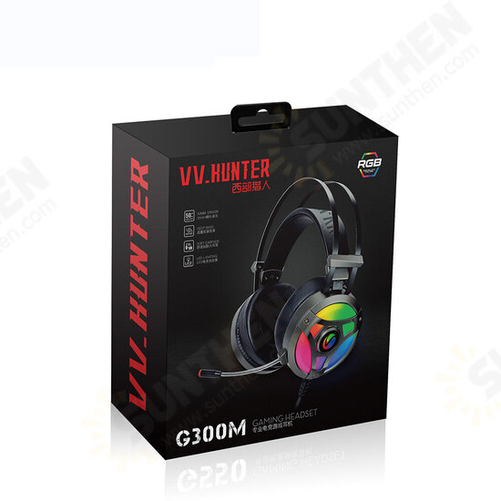 G300M Gaming Headset 7.1 Virtual Surround Sound 50mm Driver Unit RGB Light Powerful Bass Noise Reduction Mic for PC