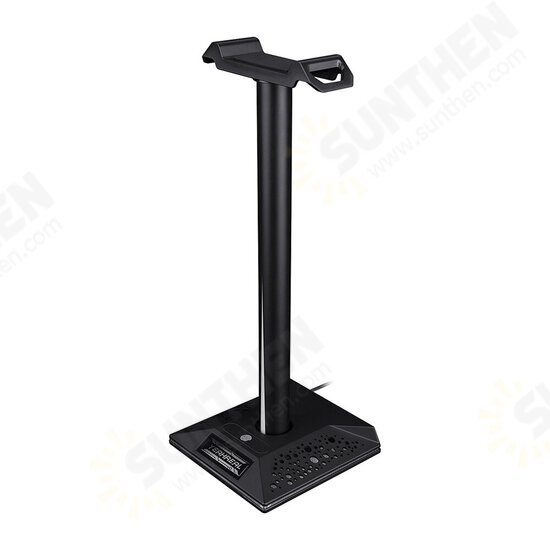 Gaming Headset Stand Dual USB Port 3.5mm Audio Port RGB Touch Control Removable Headphone Stand Holder