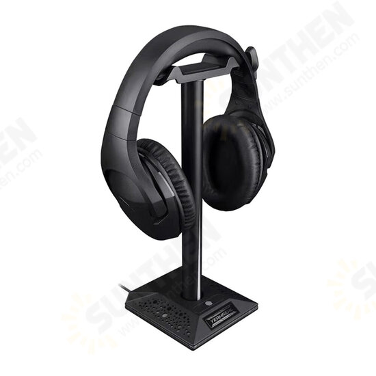 Gaming Headset Stand Dual USB Port 3.5mm Audio Port RGB Touch Control Removable Headphone Stand Holder