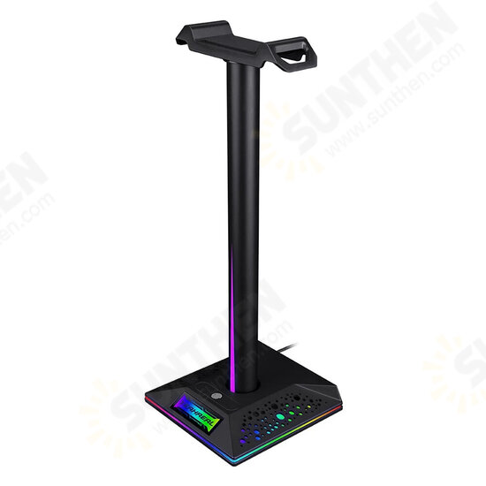 Gaming Headset Stand Dual USB Port 3.5mm Audio Port RGB Touch Control Removable Headphone Stand Holder