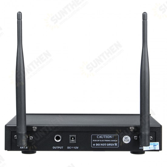 UHF Receiver 2 Channel Wireless Microphone System Bass Good Sounds KTV Party Sing Home Entertainment