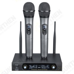 UHF Receiver 2 Channel Wireless Microphone System Bass Good Sounds KTV Party Sing Home Entertainment UHF Receiver 2 Channel Wireless Microphone System Bass Good Sounds KTV Party Sing Home Entertainment