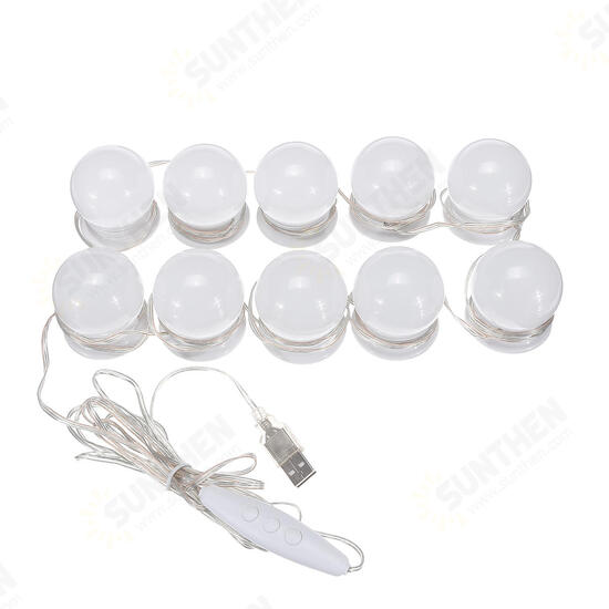 10PC USB Hollywood LED Bulb Vanity Makeup Dressing Table Dimmable Mirror Light Kit DC5V