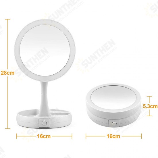 10X Magnifying Lighted Double-Sided Makeup Mirror LED Bathroom Travel Foldable 10X Magnifying Lighted Double-Sided Makeup Mirror LED Bathroom Travel Foldable