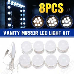 Dimmable Mirror Light Kit USB 8 LED Bulbs Vanity Makeup Dressing Table Hollywood Style Dimmable Mirror Light Kit USB 8 LED Bulbs Vanity Makeup Dressing Table Hollywood Style