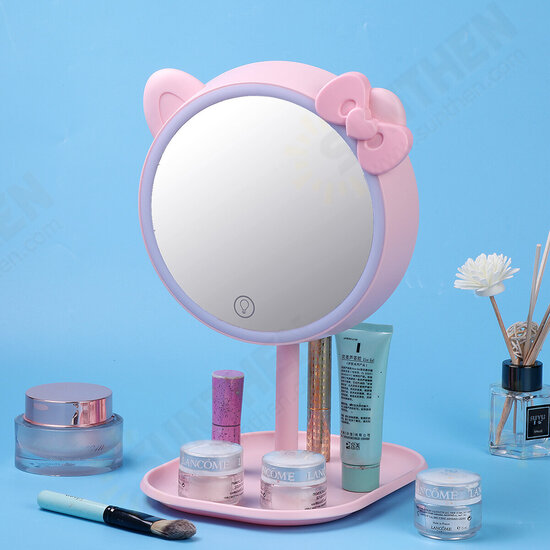 LED Makeup Mirror USB Touch Screen Tabletop Cosmetic Vanity Light Make Up Mirror