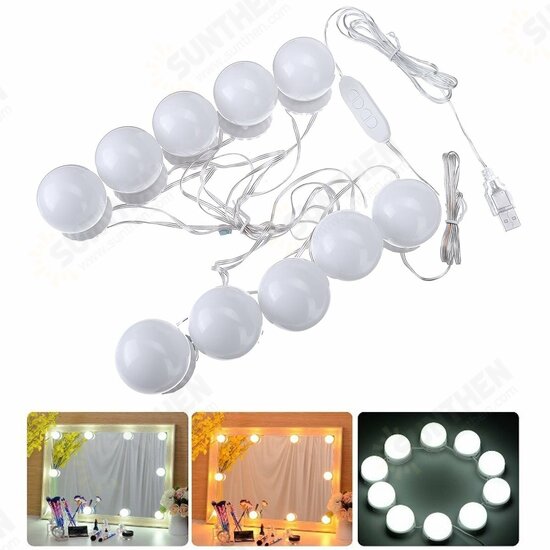 Makeup Light Vanity Mirror LED String Light 10 Bulb Dressing Cosmetic Adjustable