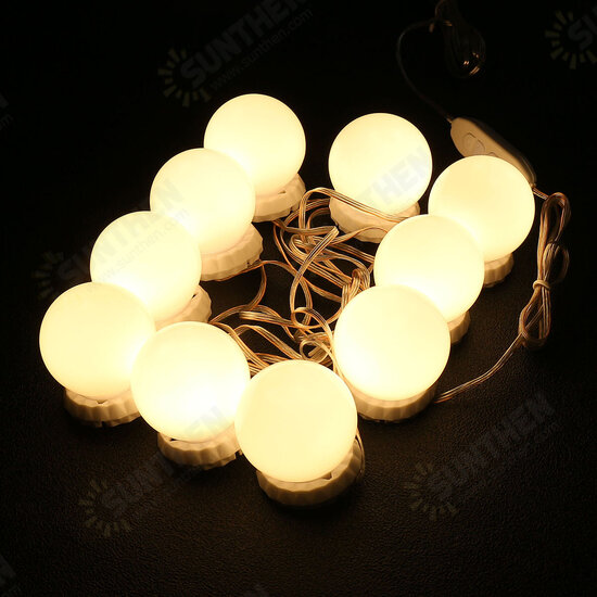 Makeup Light Vanity Mirror LED String Light 10 Bulb Dressing Cosmetic Adjustable