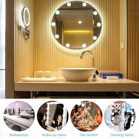 Makeup Light Vanity Mirror LED String Light 10 Bulb Dressing Cosmetic Adjustable