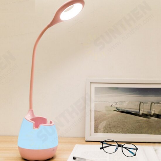 Multifunctional USB Rechargeable Touch Dimmable LED Table Lamp Pen Holder Colorful Night Light