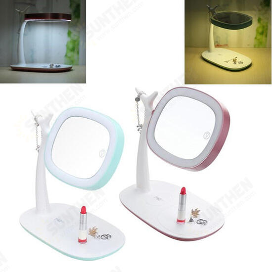 Wireless Charger Makeup Mirror LED Night Light Touch Screen 360° Rotation Desk Lamp