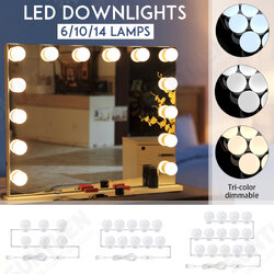 Tri-Color Dimmable USB 6/10/14LEDs Vanity Mirror Lamp Kit Makeup Headlight Dresser Lamp Tri-Color Dimmable USB 6/10/14LEDs Vanity Mirror Lamp Kit Makeup Headlight Dresser Lamp