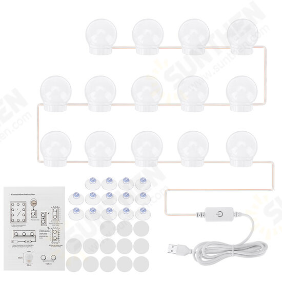 Tri-Color Dimmable USB 6/10/14LEDs Vanity Mirror Lamp Kit Makeup Headlight Dresser Lamp Tri-Color Dimmable USB 6/10/14LEDs Vanity Mirror Lamp Kit Makeup Headlight Dresser Lamp