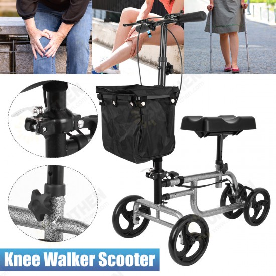 Knee Walker Scooter Foldable Adjusted Height Walking Aid Knee Support and Basket