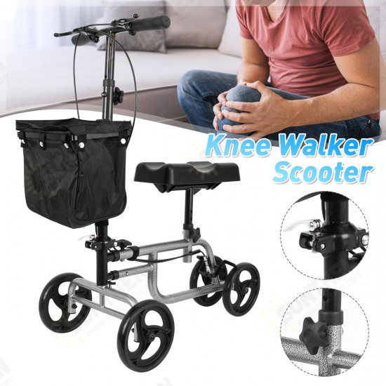 Knee Walker Scooter Foldable Adjusted Height Walking Aid Knee Support and Basket