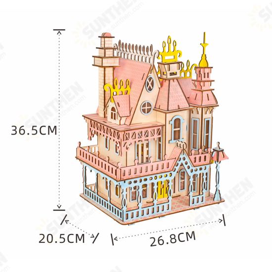 3D Wooden Simulation Assembly Building Model Gothic house/ Dream Villa/ St. Vasey Church For Children Toys