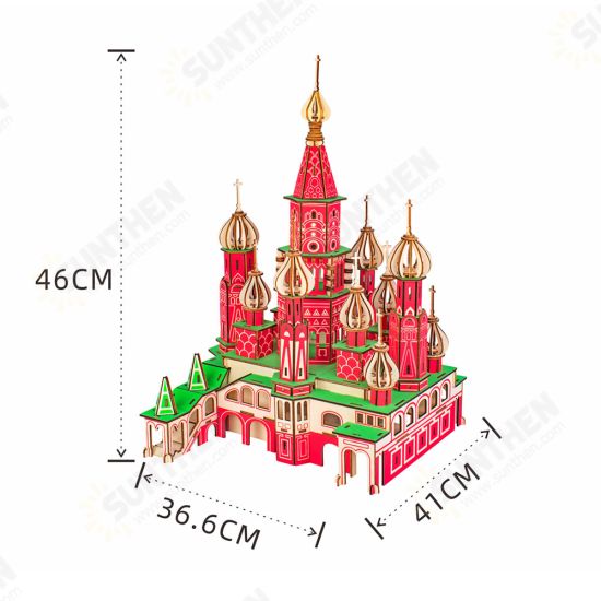 3D Wooden Simulation Assembly Building Model Gothic house/ Dream Villa/ St. Vasey Church For Children Toys