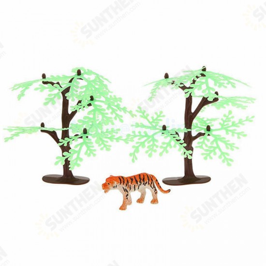 68PCS Plastic Farm Yard Wild Animals Fence Tree Model Kids Toys Figures Play New