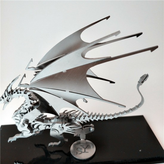 Steel Warcraft DIY 3D Puzzle Dragon Toys Stainless Steel Model Building Decor 16*5.3*14cm