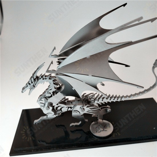 Steel Warcraft DIY 3D Puzzle Dragon Toys Stainless Steel Model Building Decor 16*5.3*14cm