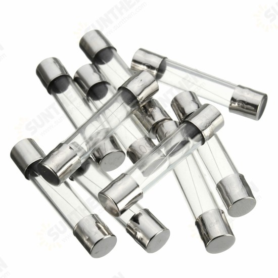 10Pcs 1A-3.15A Glass Quick Blow Fast Acting Fuses 6mm x 30mm