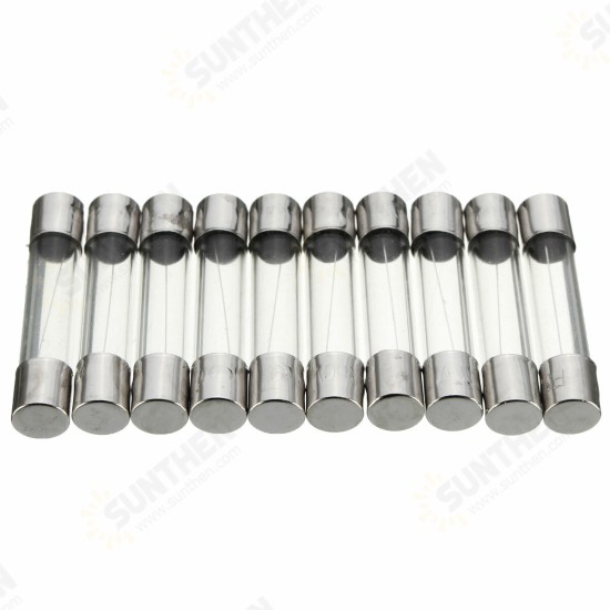 10Pcs 1A-3.15A Glass Quick Blow Fast Acting Fuses 6mm x 30mm