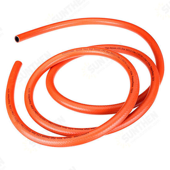 2M High Pressure 8mm Orange Gas Hose Kit + 2 Hose Clips