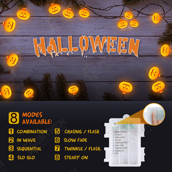 9.8ft Halloween Decorations 20 LED Pumpkin String Lights Home Garden Decor Warm White