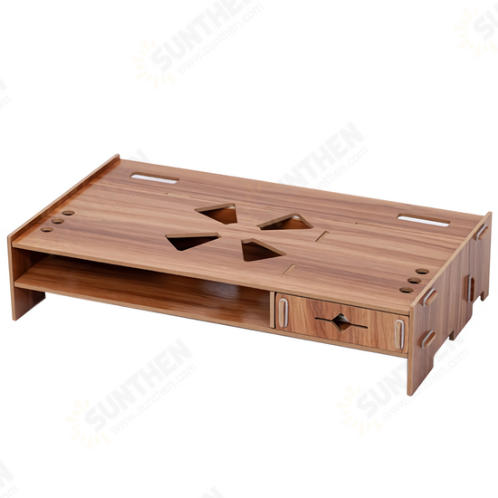 DIY Wooden Computer Laptop Stand Holder Monitor Riser Desk Organizer Stand Base with Storage Organizer Drawers