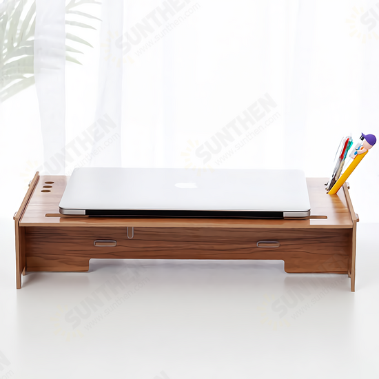 DIY Wooden Computer Laptop Stand Holder Monitor Riser Desk Organizer Stand Base with Storage Organizer Drawers