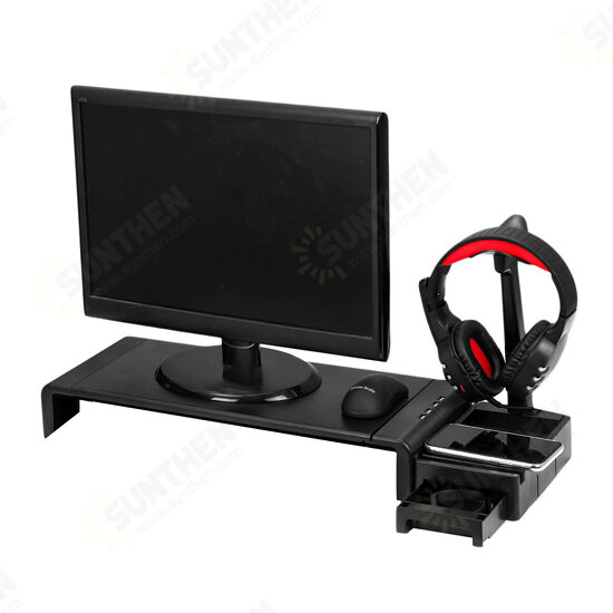 Laptop Monitor Stand Computer Riser Monitor Desktop Stand Riser Foldable with USB Charging Storage Drawer Headphone Stand