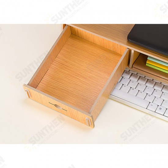 Wooden Monitor Stand Desktop Computer Riser LED LCD Monitor Laptop Notebook Support Stationery Holder File Storage Drawer Rack Drawer