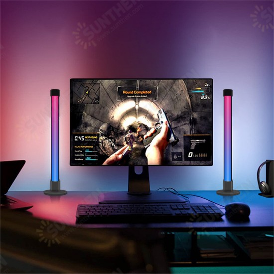 2 PCS Ambient Light Bar Atmosphere Lamp RGB Music Sync Home Decorative Light Strip for Desktop Computer Laptop PC