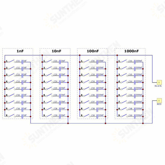 1nF to 9999nF Step-1nF Four Decade Programmable Capacitor Board Polypropylene Film Capacitor