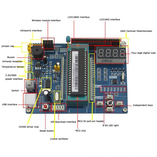 HC6800-MS 51 Microcontroller Small System Board Learning Module STC89C52 Development Board