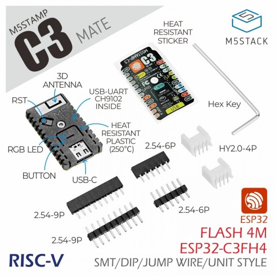 M5Stamp C3 ESP32 Development Board WiFi+Bluetooth Ultra-Low Power ESP32-C3 RISC-V MCU