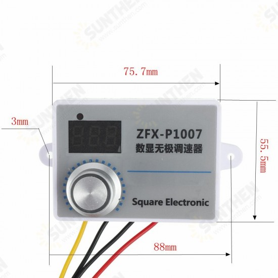 ZFX-P1007 Digital Display Stepless Speed Controller High-power Speed Control Switch Dimming Speed and Voltage Regulation AC 220V