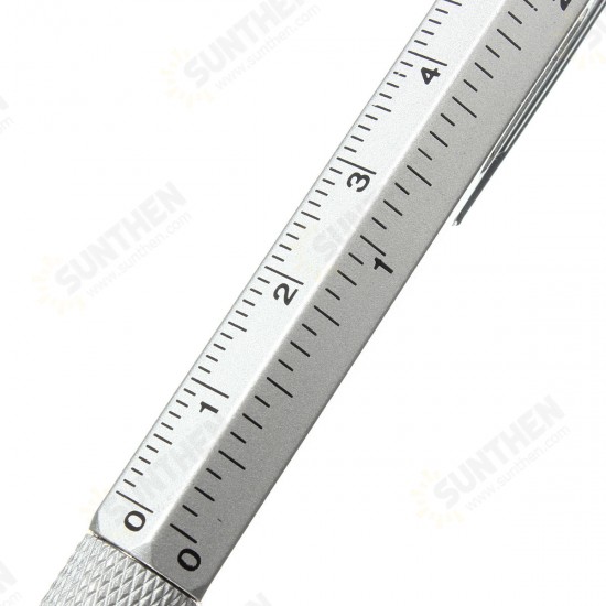 6 in 1 Metal Multitool Pen Screwdriver Ruler Spirit Level