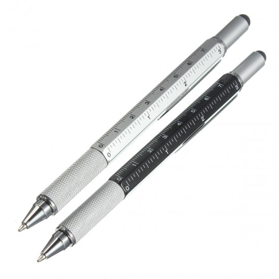 6 in 1 Metal Multitool Pen Screwdriver Ruler Spirit Level