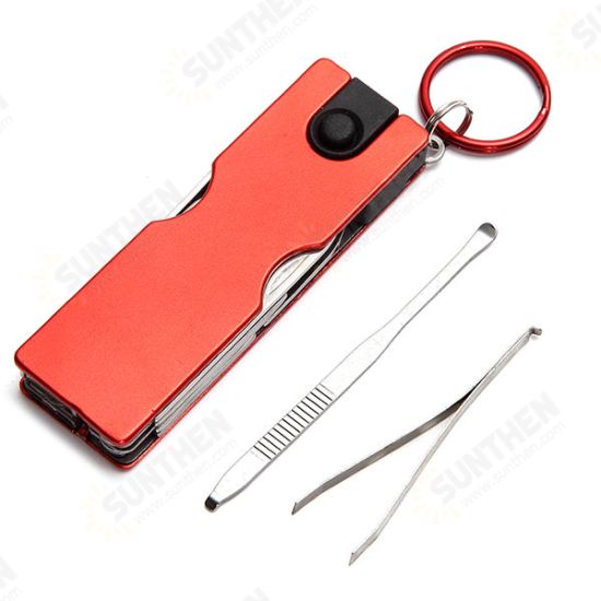 8 in 1 Multitool Manicure Tool Nail Clippers Keyring Accessories Nail File Cleaner LED Flashlight