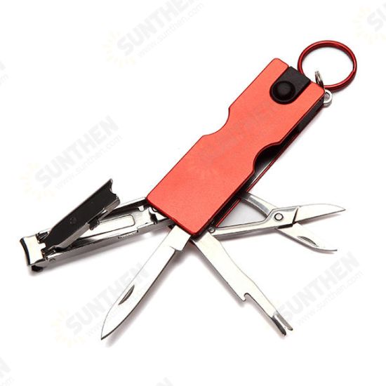 8 in 1 Multitool Manicure Tool Nail Clippers Keyring Accessories Nail File Cleaner LED Flashlight