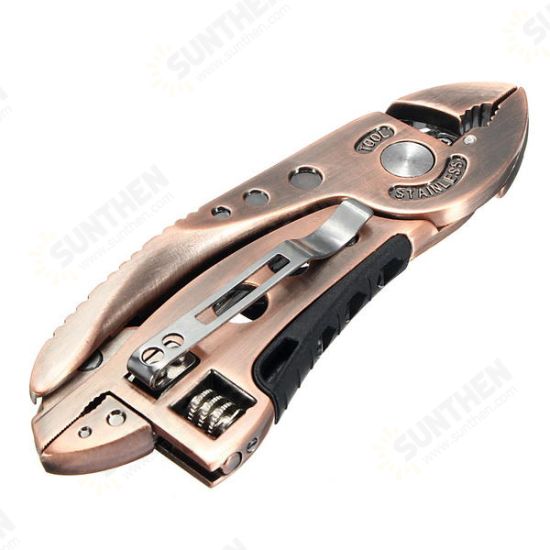 Bronzed Multitool Adjustable Wrench Jaw+Screwdriver+Pliers Multitool Set