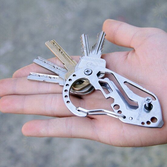 EDC Multi Pocket Tool Carabiner Screwdriver Wrench Gear Key Holder Clip Folder Keychain