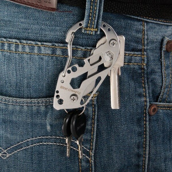EDC Multi Pocket Tool Carabiner Screwdriver Wrench Gear Key Holder Clip Folder Keychain