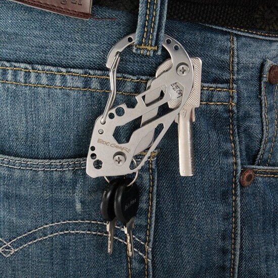 EDC Multi Pocket Tool Carabiner Screwdriver Wrench Gear Key Holder Clip Folder Keychain