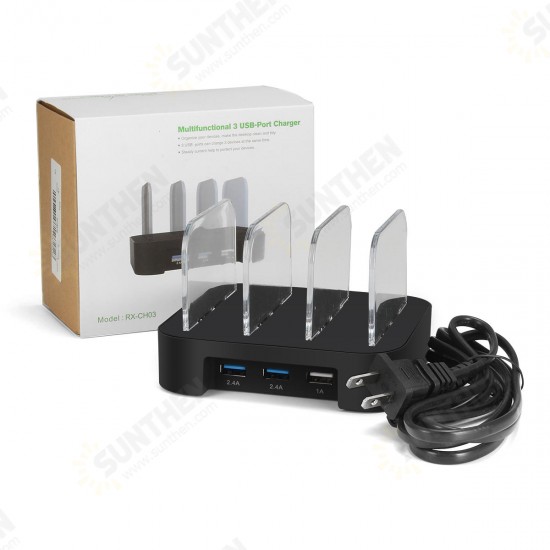 Multifunctional 3 USB-Port Universal Smart Charger Charging Dock for Mobile Phone