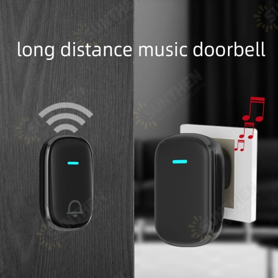 HD15 433Mhz LED Indicator Wireless Doorbell Waterproof Music Door Bell Home 38 Songs Door Ring AC 110V-230V