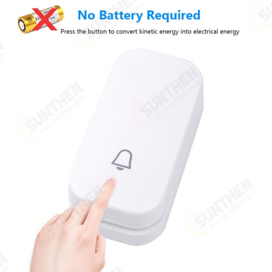 M688 Self-powered Wireless DoorBell Door Bell Ring Chime Call Night Light No Battery Waterproof 150M White